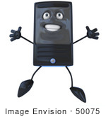 #50075 Royalty-Free (Rf) Illustration Of A 3d Computer Case Mascot Jumping - Version 1