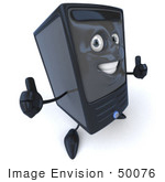 #50076 Royalty-Free (Rf) Illustration Of A 3d Computer Case Mascot Giving Two Thumbs Up