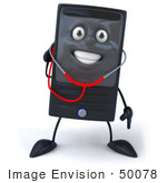 #50078 Royalty-Free (Rf) Illustration Of A 3d Computer Case Mascot Using A Stethoscope - Version 4