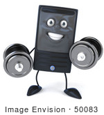 #50083 Royalty-Free (Rf) Illustration Of A 3d Computer Case Mascot Weight Lifting