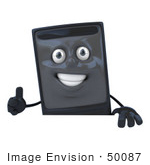 #50087 Royalty-Free (Rf) Illustration Of A 3d Computer Case Mascot Giving The Thumbs Up And Standing Behind A Blank Sign