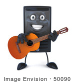 #50090 Royalty-Free (Rf) Illustration Of A 3d Computer Case Mascot Guitarist