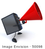 #50098 Royalty-Free (Rf) Illustration Of A 3d Computer Case Mascot Using A Megaphone - Version 2