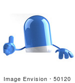 #50120 Royalty-Free (Rf) Illustration Of A 3d Blue Pill Capsule Mascot Giving The Thumbs Up