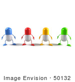 #50132 Royalty-Free (Rf) Illustration Of 3d Colorful Pill Capsule Mascots Facing Front - Version 1