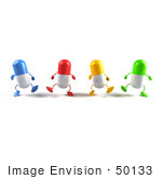 #50133 Royalty-Free (Rf) Illustration Of 3d Colorful Pill Capsule Mascots Marching Forward - Version 3