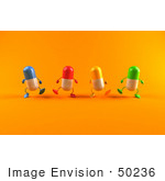 #50236 Royalty-Free (Rf) Illustration Of 3d Colorful Pill Capsule Mascots Marching Forward - Version 1