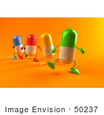 #50237 Royalty-Free (Rf) Illustration Of 3d Colorful Pill Capsule Mascots Marching Forward - Version 2