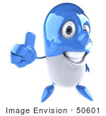 #50601 Royalty-Free (Rf) Illustration Of A 3d Blue Pill Capsule Mascot Holding A Thumb Up