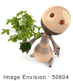 #50604 Royalty-Free (Rf) Illustration Of A 3d Robot Mascot Holding A Plant - Version 4