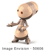 #50606 Royalty-Free (Rf) Illustration Of A 3d Robot Mascot Gesturing With His Hand - Version 2