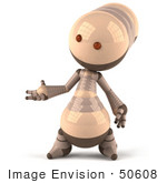 #50608 Royalty-Free (Rf) Illustration Of A 3d Robot Mascot Gesturing With His Hand - Version 1