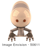 #50611 Royalty-Free (Rf) Illustration Of A 3d Robot Mascot Standing Behind A Blank Sign