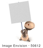 #50612 Royalty-Free (Rf) Illustration Of A 3d Robot Mascot Holding Up A Blank Sign - Version 3
