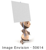 #50614 Royalty-Free (Rf) Illustration Of A 3d Robot Mascot Holding Up A Blank Sign - Version 2