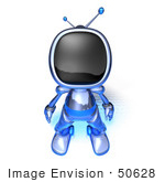 #50628 Royalty-Free (Rf) Illustration Of A 3d Blue Human Like Robot Mascot Standing And Facing Front - Version 3