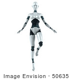 #50635 Royalty-Free (Rf) Illustration Of A 3d Female Robot Mascot Dancing - Version 3