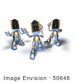 #50648 Royalty-Free (Rf) Illustration Of Three 3d Speaker Robot Characters Dancing - Version 3
