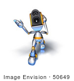 #50649 Royalty-Free (Rf) Illustration Of A 3d Speaker Robot Character Walking Forward And Gesturing - Version 2
