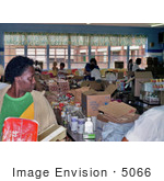#5066 Stock Photography Of Disaster Relief Volunteers Organizing Food For The Victims Of Hurricane Hugo