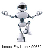 #50660 Royalty-Free (Rf) Illustration Of A 3d Futuristic Robot Mascot Meditating - Pose 2