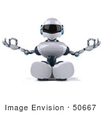 #50667 Royalty-Free (Rf) Illustration Of A 3d Futuristic Robot Mascot Meditating In The Lotus Pose