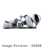 #50668 Royalty-Free (Rf) Illustration Of A 3d Futuristic Robot Mascot Relaxing