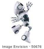 #50676 Royalty-Free (Rf) Illustration Of A 3d Futuristic Robot Mascot Leaping