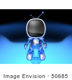 #50685 Royalty-Free (Rf) Illustration Of A 3d Blue Robot Mascot Standing And Facing Front - Version 1