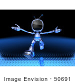 #50691 Royalty-Free (Rf) Illustration Of A 3d Blue Robot Mascot Running Forward - Version 2
