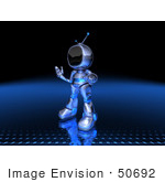 #50692 Royalty-Free (Rf) Illustration Of A 3d Blue Robot Mascot Shrugging - Version 3