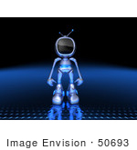 #50693 Royalty-Free (Rf) Illustration Of A 3d Blue Robot Mascot Standing And Facing Front - Version 2