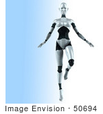 #50694 Royalty-Free (Rf) Illustration Of A 3d Female Robot Mascot Dancing - Version 1