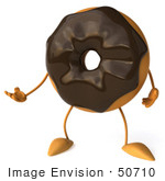 #50710 Royalty-Free (Rf) Illustration Of A 3d Milk Chocolate Frosted Doughnut Mascot Looking Left