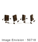 #50718 Royalty-Free (Rf) Illustration Of A 3d Group Of Milk Chocolate Bar Mascots Walking In Line