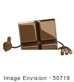 #50719 Royalty-Free (Rf) Illustration Of A 3d Milk Chocolate Bar Mascot Giving The Thumbs Up Over A Blank Sign