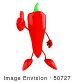 #50727 Royalty-Free (Rf) Illustration Of A 3d Red Hot Chili Pepper Mascot Holding A Thumb Up