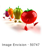 #50747 Royalty-Free (Rf) Illustration Of 3d Tomato Bell Pepper Carrot And Eggplant Characters Marching - Version 1