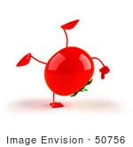 #50756 Royalty-Free (Rf) Illustration Of A 3d Tomato Character Doing A Cartwheel - Version 1