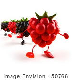 #50766 Royalty-Free (Rf) Illustration Of 3d Blackberry And Raspberry Characters Walking Forward - Version 1