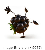 #50771 Royalty-Free (Rf) Illustration Of A 3d Blackberry Mascot Doing A Cartwheel - Version 1