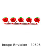 #50808 Royalty-Free (Rf) Illustration Of 3d Red Tomato Characters Marching Right