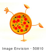 #50810 Royalty-Free (Rf) Illustration Of A 3d Pizza Mascot Doing A Cartwheel - Version 2