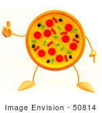 #50814 Royalty-Free (Rf) Illustration Of A 3d Pizza Mascot Giving The Thumbs Up - Version 3