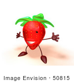 #50815 Royalty-Free (Rf) Illustration Of A 3d Strawberry Character Holding His Arms Open - Version 2