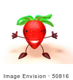 #50816 Royalty-Free (Rf) Illustration Of A 3d Strawberry Character Holding His Arms Open - Version 1