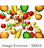 #50823 Royalty-Free (Rf) Illustration Of A Background Of Fruits Raining Down - Version 2