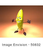#50832 Royalty-Free (Rf) Illustration Of A 3d Banana Mascot Holding His Arms Open - Version 3