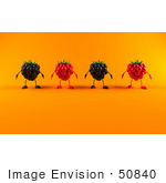 #50840 Royalty-Free (Rf) Illustration Of A Row Of 3d Raspberry And Blackberry Characters - Version 2