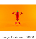 #50858 Royalty-Free (Rf) Illustration Of A 3d Red Chili Pepper Character Jumping - Version 2